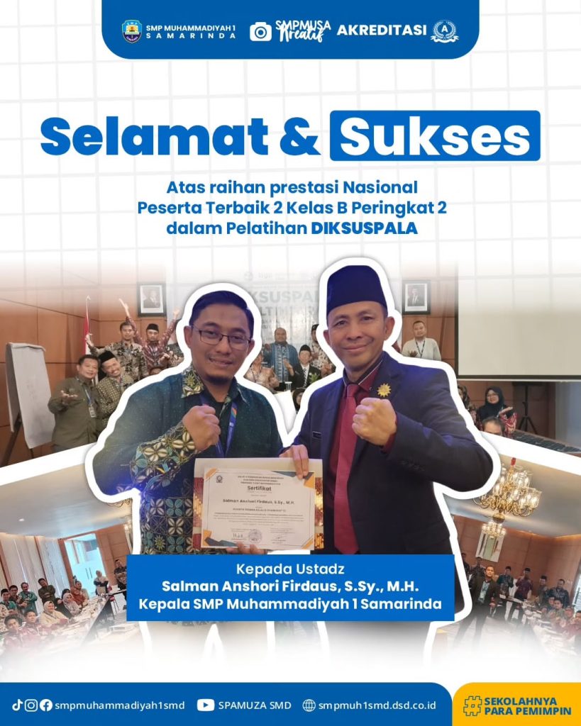 Selamat & Sukses atas diraihnya Prestasi Nasional Peserta Terbaik 2 Kelas B dalam Pelatihan DIKSUSPALA