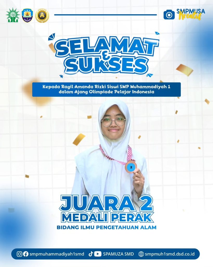 Selamat & Sukses atas diraihnya Juara 2 (Medali Perak) bidang Ilmu Pengetahuan Alam dalam Ajang Olimpiade Pelajar Indonesia