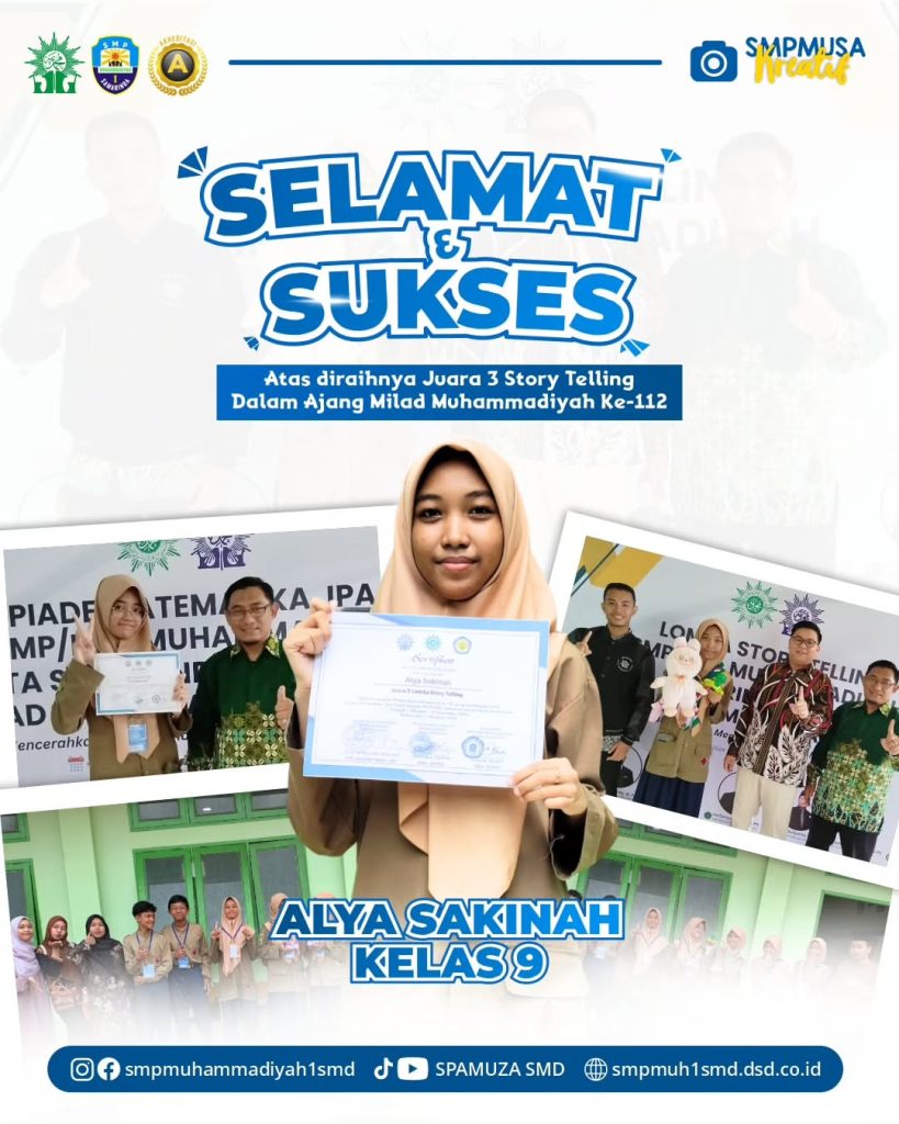 Selamat & Sukses atas diraihnya Juara 3 Story Telling dalam Ajang Milad Muhammadiyah ke-112
